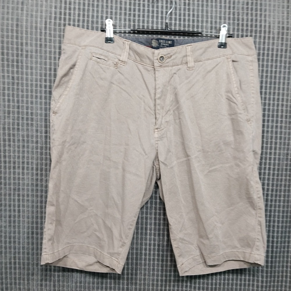 Free Line Athens Mens Chino Shorts Geometric Pattern Size 36 Tan